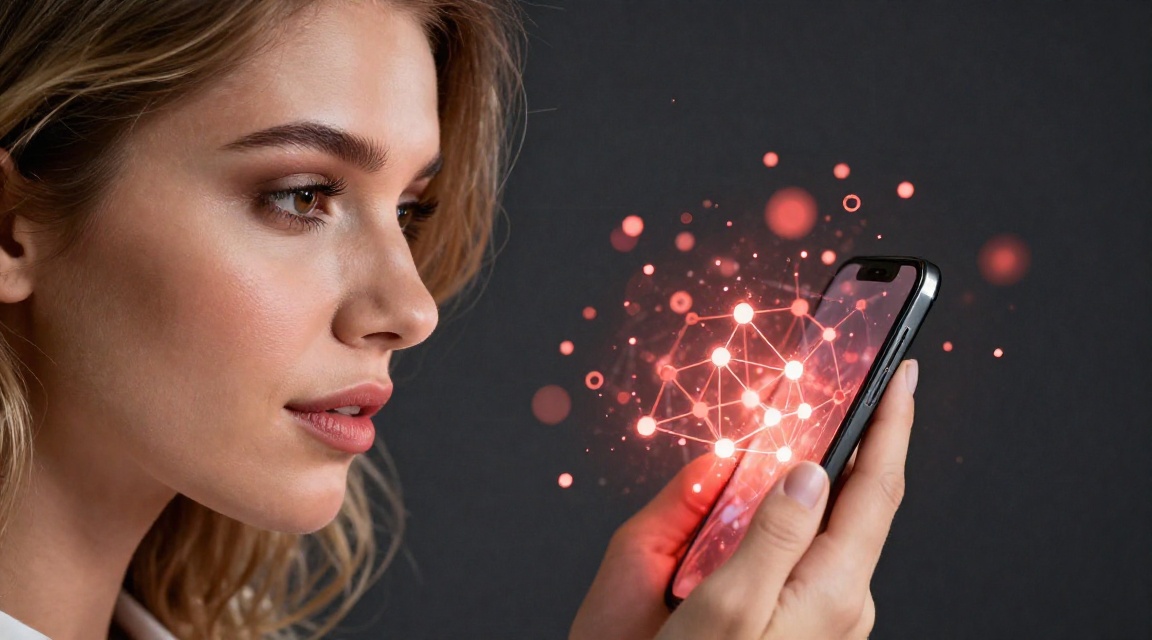 Калькулятор комиссии Tron: женщина со смартфоном показывает расчет комиссий TRX и USDT TRC20