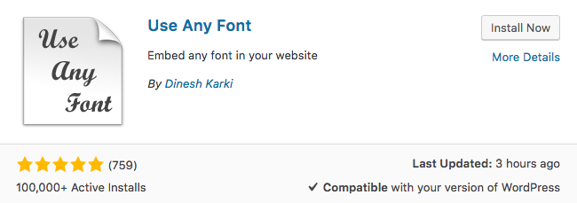 Use Any Font - это еще один плагин, с помощью которого вы можете добавить несколько шрифтов на свой веб-сайт WordPress