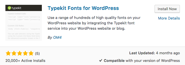 Typekit шрифты для WordPress